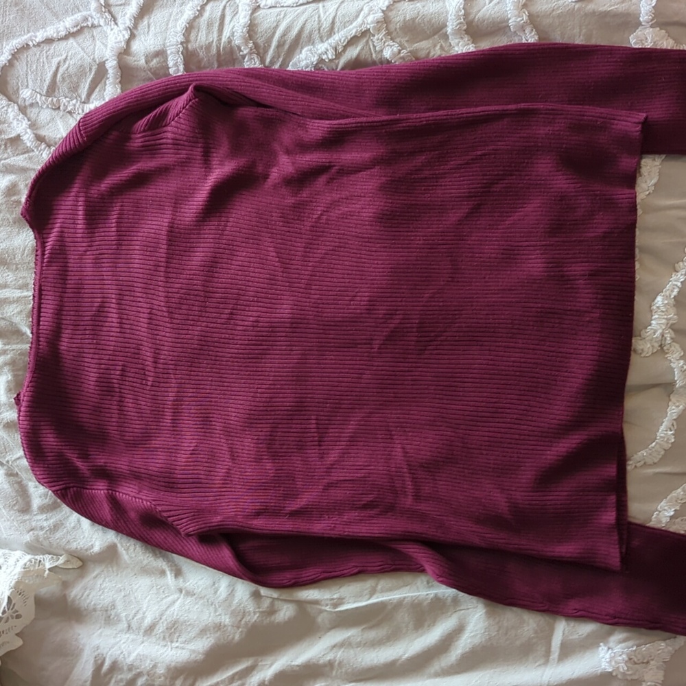 Ann Taylor LOFT Women's Silk Ribbed Cowl Sweater - Rich Burgundy - Picture 4 of 4